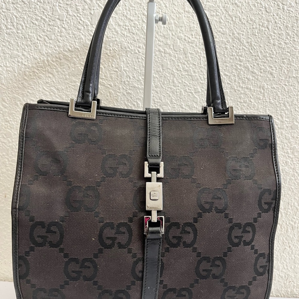 Gucci Black Monogram Tote Bag